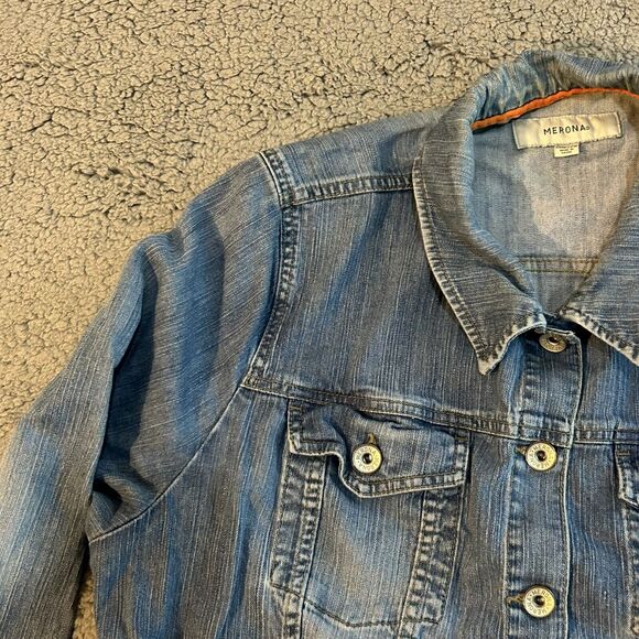 Merona Faded Denim Jean Jacket Womans Size 20/22 W With Pockets outdoorwear - Picture 4 of 15